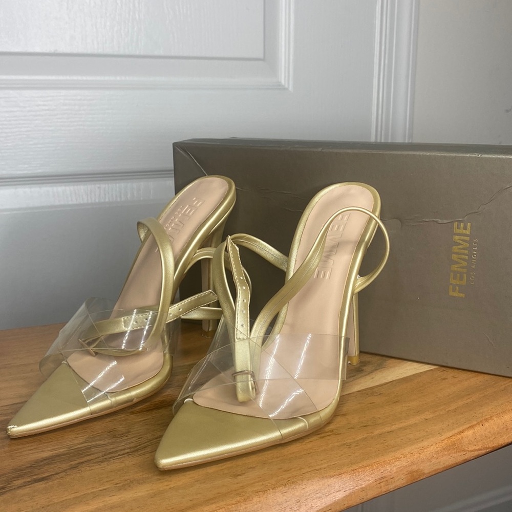 Femme Los Angeles- Gold Heels